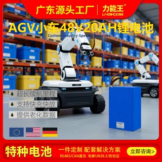 定制AGV小车锂电池24V48V20ah机器人锂电 485通讯can蓝色PVC包装