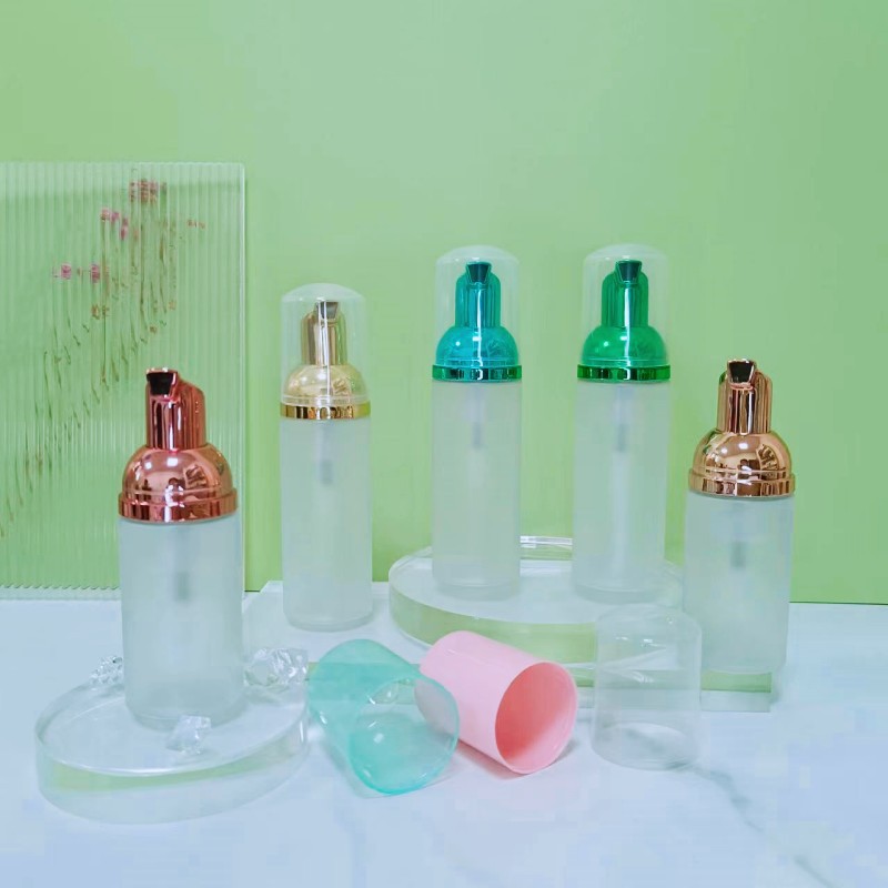 Botella de mousse transparente mate esmerilada de 30 ml, 60 ml, 100 ml, botella de espuma para limpieza, botella de espuma PET