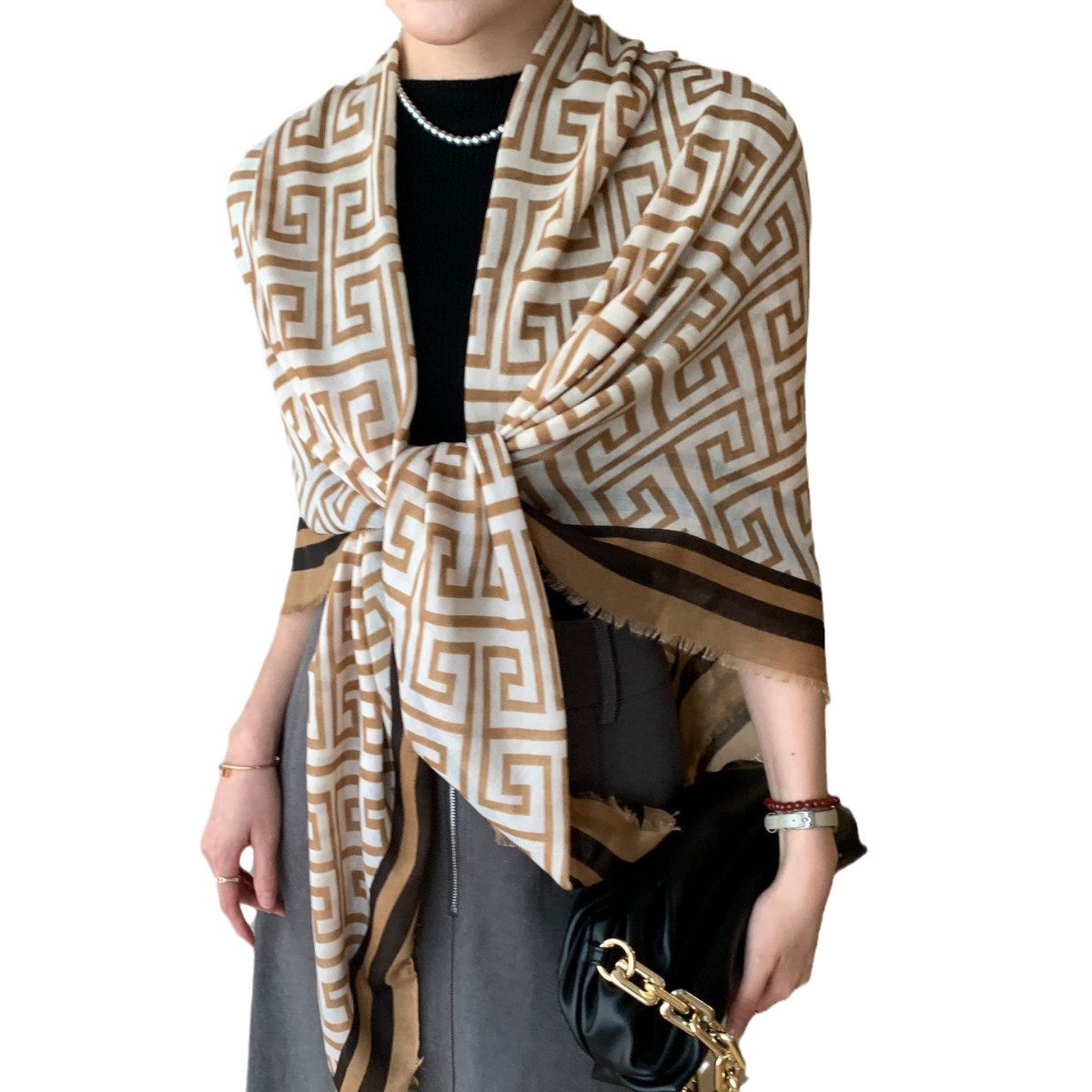 Europa y América clásica retro en forma de algodón y lino bufandas de invierno y otoño turísticos con una toalla larga para mujeres