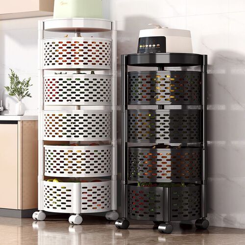 Kitchen vegetable shelf floor standing household multi-functional rotating no installation vegetable basket multi-layer fruit and vegetable storage rack