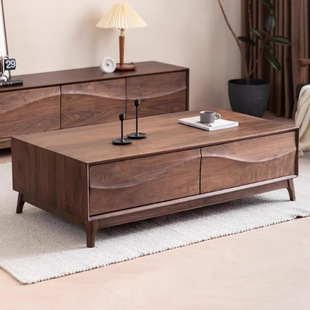 Retro Style Solid Wood Coffee Table Tv Cabinet Combination Large Capacity Drawer Storage Antique Style Living Room Tea Table Floor Cabinet