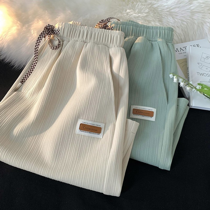 Pajama Pants Ice Silk Shorts Men's Summer Trendy Brand Solid Color All-match Sports Knee-length Pants Hong Kong-style Loose Casual Pants