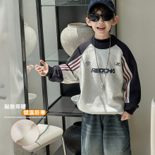 卫衣男童儿童深秋韩版2025新款加绒套头秋季美式运动休闲保暖上衣