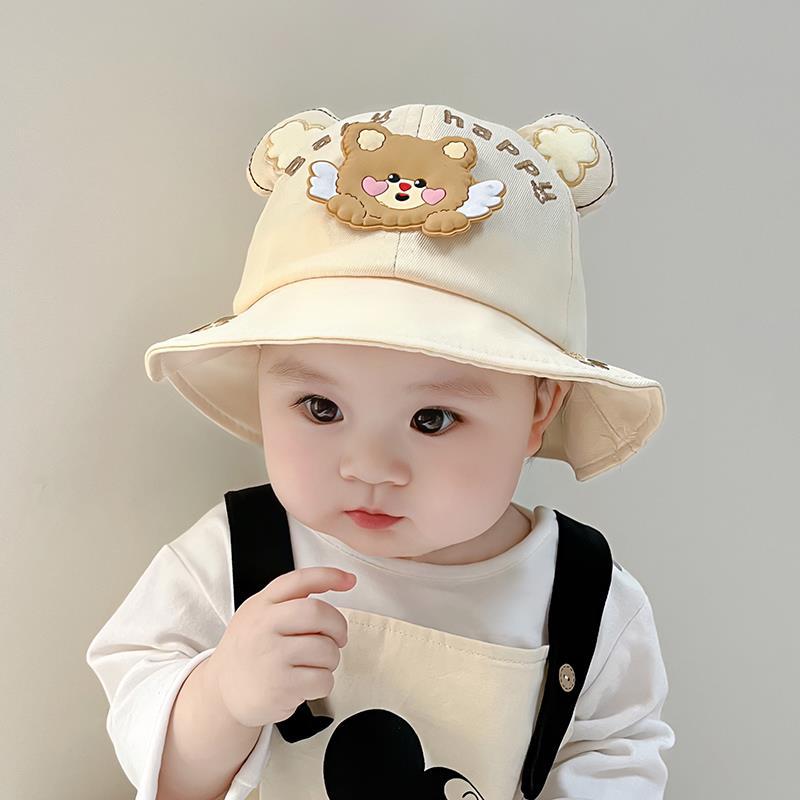 2025 nuevo sombrero de pescador de oso de primavera y otoño lindo niño niña todo fósforo sombra bebé sombrero para el sol estilo fino de verano