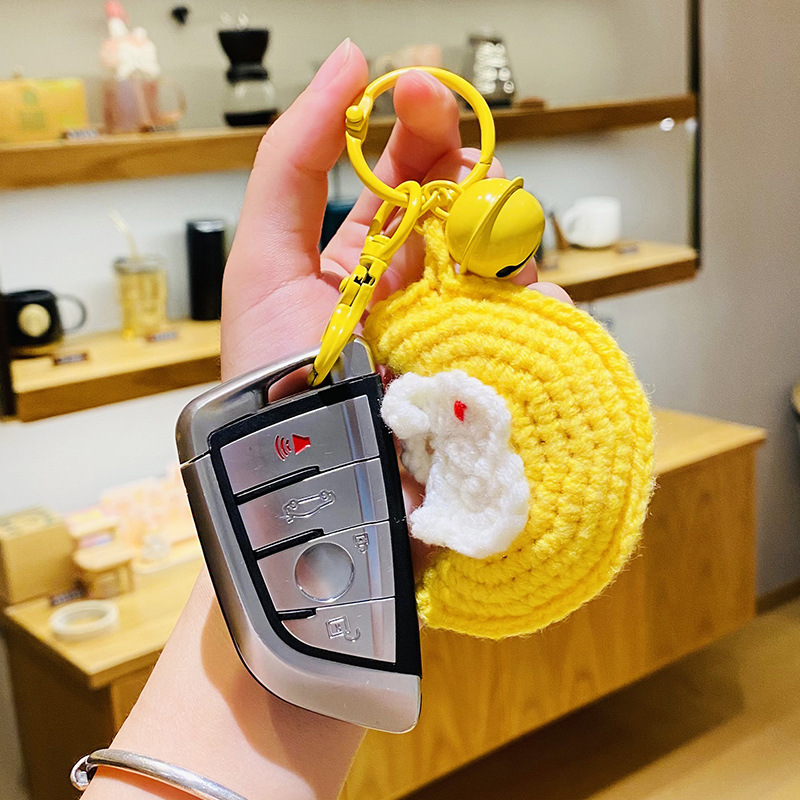 クリエイティブぬいぐるみかぎ針編みムーンウサギキーホルダー人形スクールバッグペンダント小さなペンダントカップル小さなギフトギフト|undefined