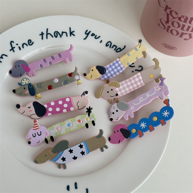 Forcina per capelli a forma di cucciolo, dolce, ragazza dei cartoni animati, a forma di cuore, a forma di becco d'anatra, lunga, con frangia, fermaglio per capelli spezzati, accessori per capelli Nuovo_voghion.com