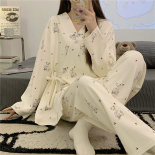 Xiyue 2025 Summer Imitation Cotton Kimono Confinement Clothes New Pregnant Women Prenatal and Postpartum Lactation Pajamas Two-Piece Set