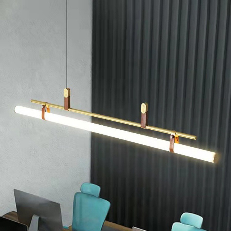 Lámpara de restaurante minimalista nórdica moderna mesa de comedor minimalista lámpara de bar personalidad creativa de oficina una luz de tira larga