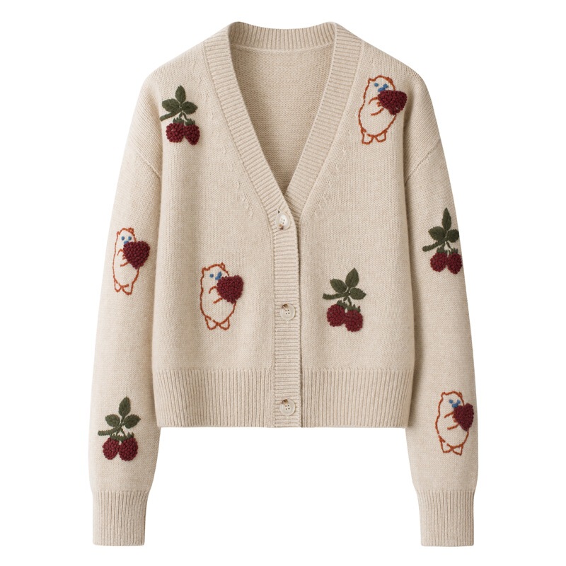Ordos City Source Factory Thickened Cardigan with Embroidery, Fashionable and Versatile Women's Cashmere Sweater Jacket Ordos City Source Factory Thickened Cardigan with Embroidery, Fashionable and Versatile Women's Cashmere Sweater Jacket