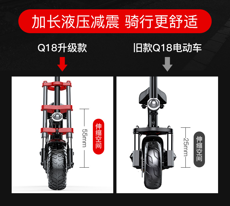 Hilop 12-inch off-road shock-absorbing small battery car aluminum alloy electric scooter for driving