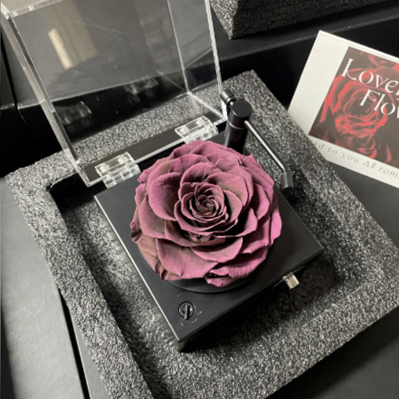 Flor eterna fonógrafo Luz de gama alta de lujo altavoz Bluetooth Rosa caja de música Regalo de Cumpleaños de los hombres para la novia