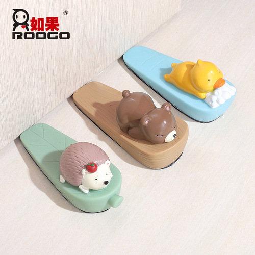If creative home room desktop decorations small ornaments cartoon animal door stop anti-collision mute cute door stop