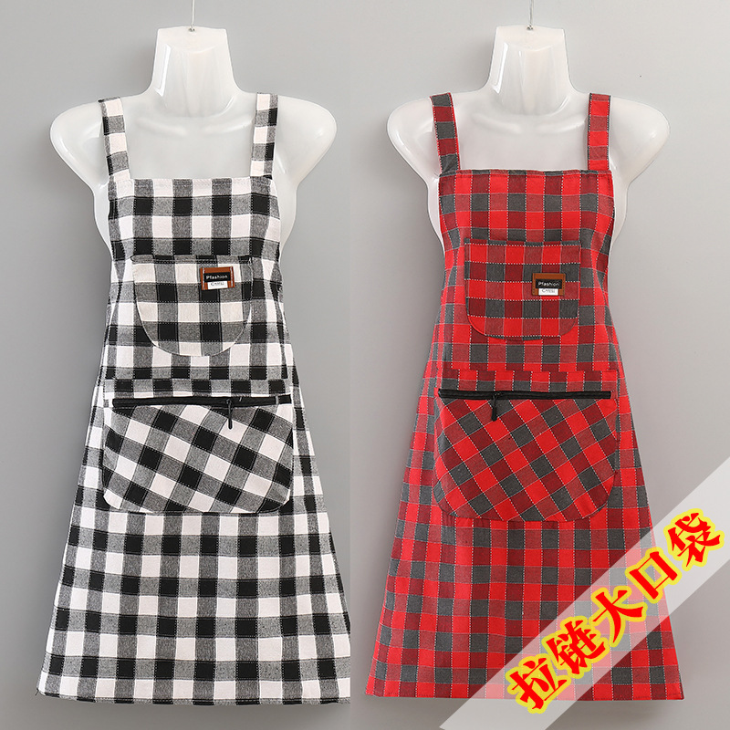 Apron Kitchen Household Cotton Comfortable Breathable Fashionable Apron for Work Dirty and Wear-Resistant Work Clothes Coveralls for Women