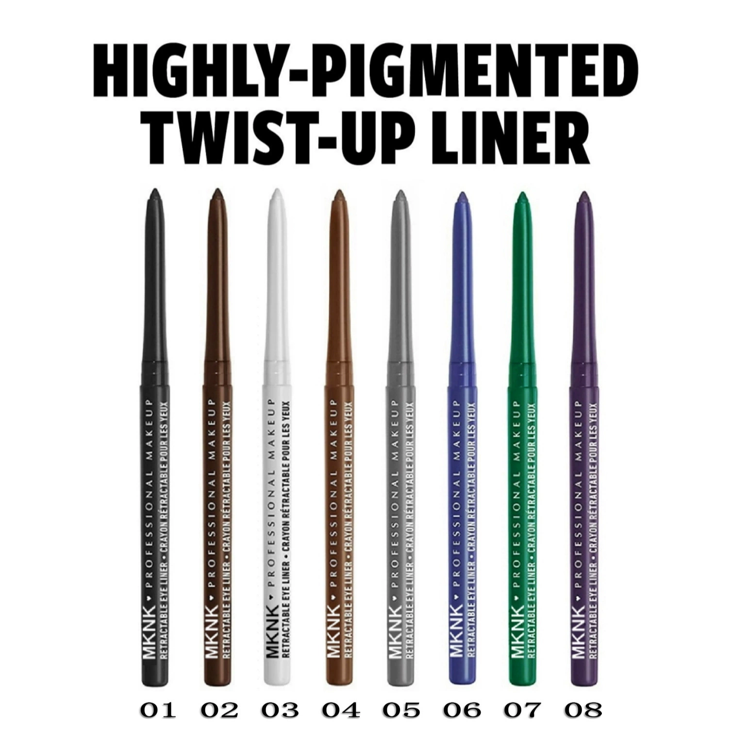 Трансграничная красота MKNK автоматическая выдвижная подводка для глаз из шелкопряда, гелевая подводка для глаз и подводка для губ, ручка-помада