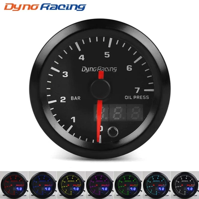 Avtomobil üçün 52mm Yağ Təzyiq Göstəricisi 0-7bar LCD İkili Ekran 12V