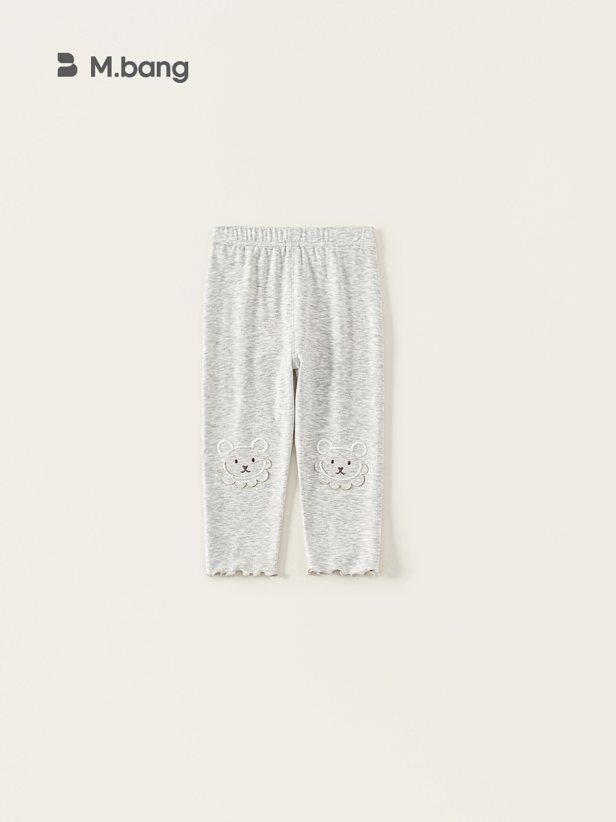 Youbao ropa para niños pantalones para niñas primavera nuevo color sólido lindo animal bordado orejas de madera leggings para bebés