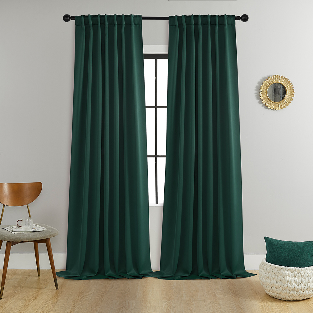 Shaoxing cortina al por mayor Correa transfronteriza bolsa de varilla oscura terminado cortina de alta densidad sombreado completo cortinas de aislamiento térmico