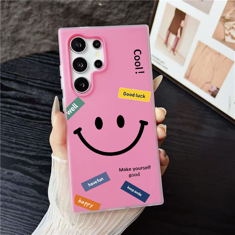 Smiley Face Label Suitable for Iphone16 Mobile Phone Protective Case 13Pro Jelly X Apple 12 All-Inclusive 15 Anti-Fall Niche