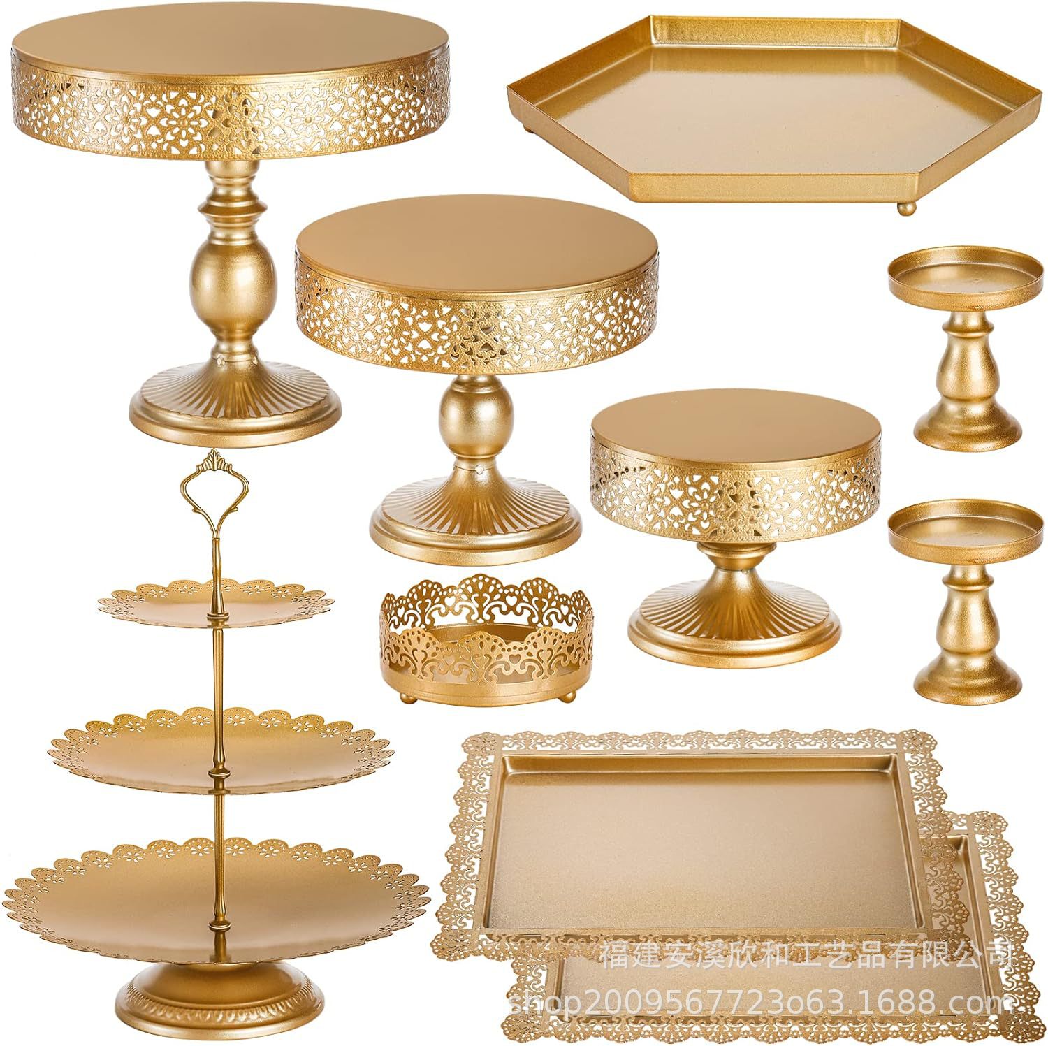 Estante de pastel de metal redondo mesa de postres decorativa estante de exhibición de postres frutas y dulces mesa de exhibición de comida fría mesa de té