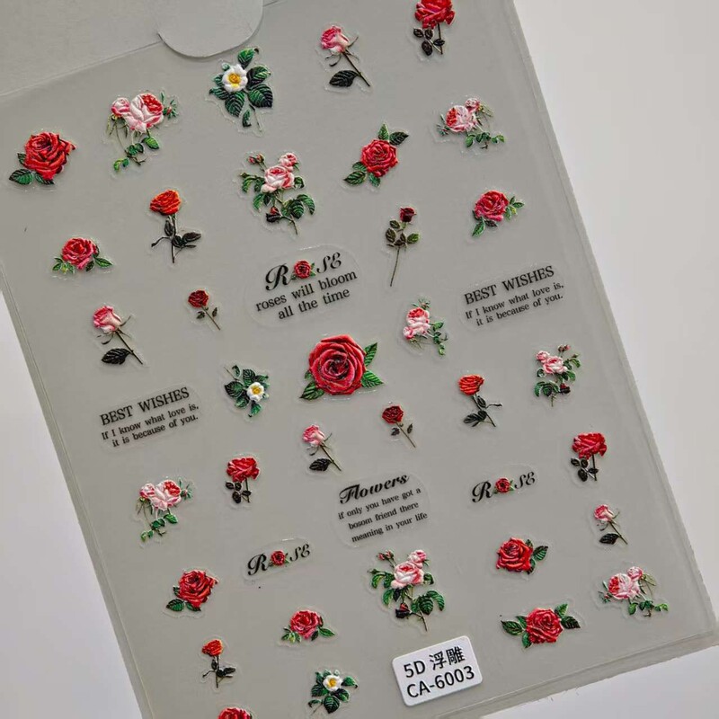 Gorgeous Rose Flower Nail Art Stickers 5D Embossed Stereo High-Value Rose Flower Nail Stickers Jewelry Ca Style