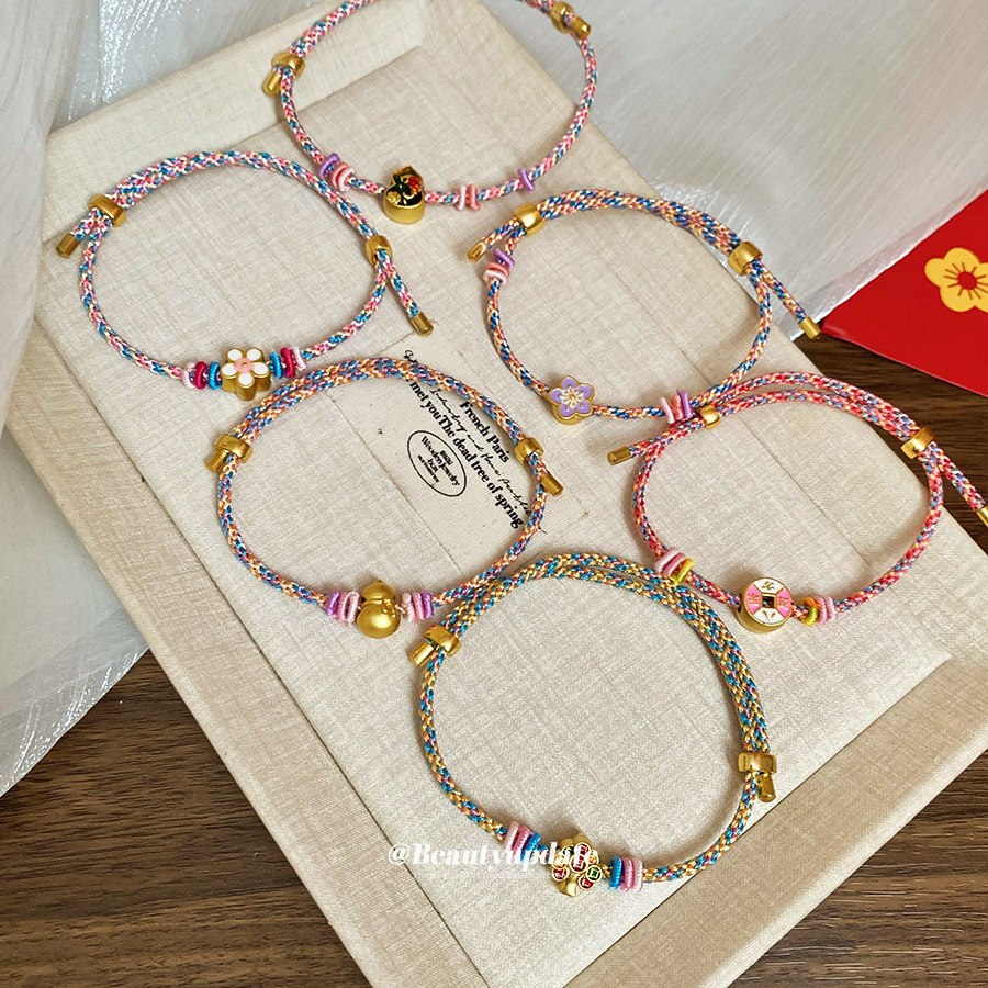 Pulsera colgante tejida a mano con calabaza de flores que gotea aceite, nueva pulsera china fresca y dulce, joyería de alta gama de nicho