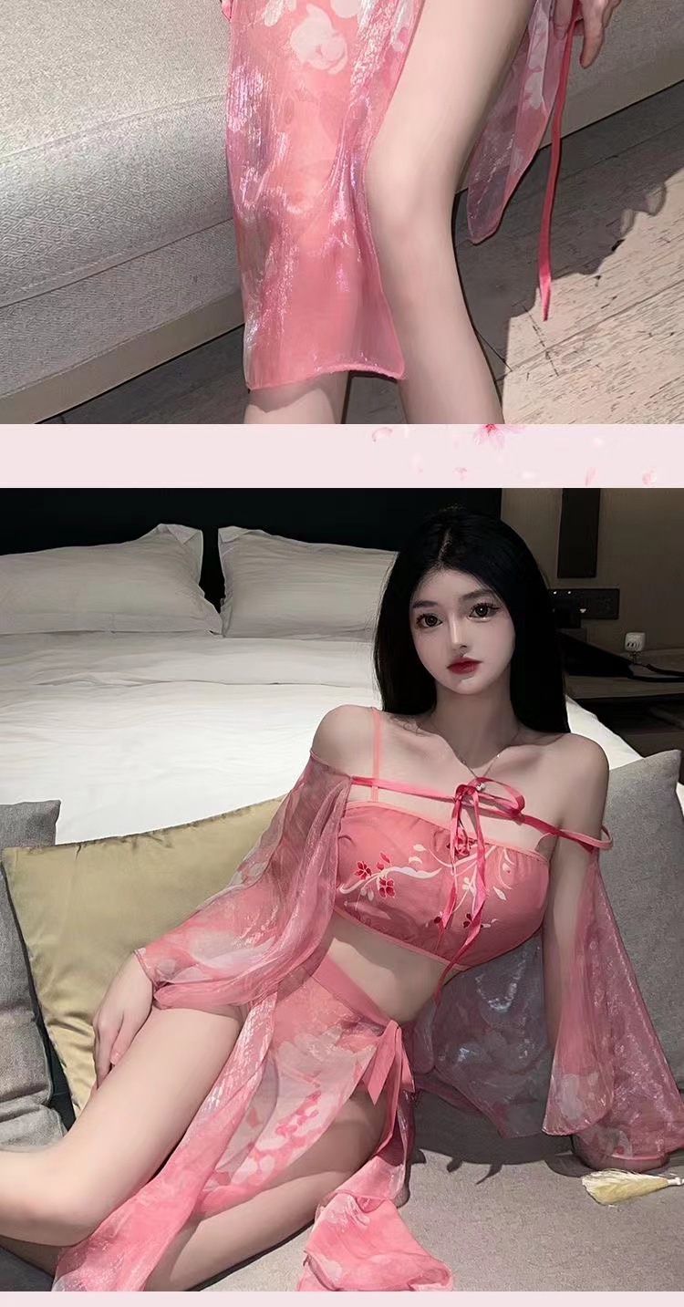 Retro Mesh Maid Roleplay Lingerie Set with Cape, Tube Top, Skirt and Panty — detail image 9