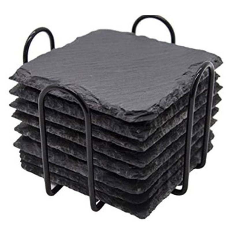 Posavasos de roca natural al por mayor de fábrica Posavasos de pizarra redonda de estilo japonés, almohadillas de aislamiento térmico, posavasos de pizarra de Amazon transfronterizos