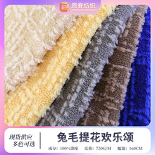 兔毛提花欢乐颂毛绒布 仿兔毛立体不规则提花抱枕玩偶家居服面料