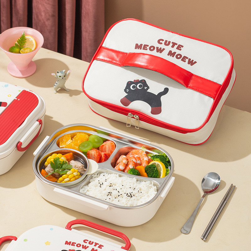 Elementary School Students' Lunch Box for School Special Cartoon Kidsren's Insulated Lunch Box Compartment 304 Stainless Steel Lunch Box Plate Bowl