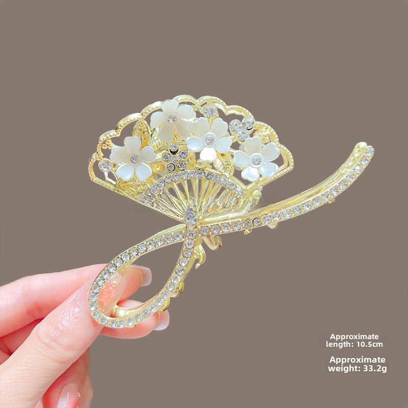 Temperamento Full Diamond Metal Shark Clip Hairpin Back Head Coil Hair Grab Clip Donna Primavera Estate Super Large Clip Copricapo Hair Grab_voghion.com
