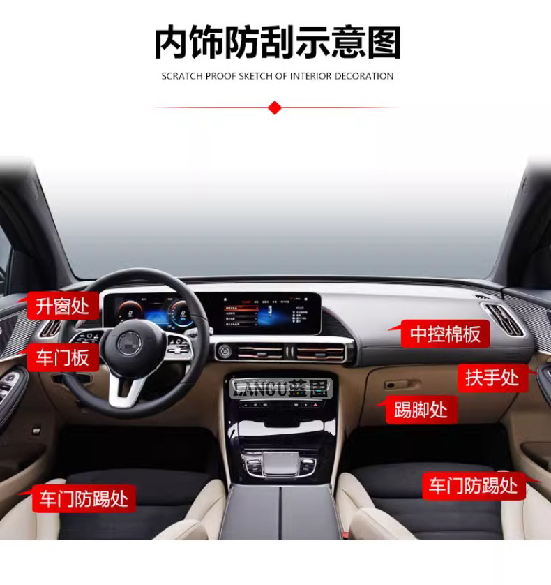 Car Protective Film Transparent Paint Invisible Car Clothing Film Interior Threshold Door Panel Door Bowl Rhino Leather Anti-Scratch and Anti-Kick Film