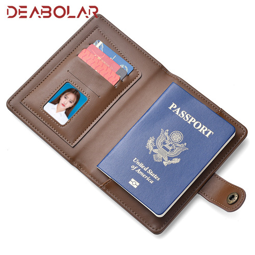 New fashionable buckle boarding pu leather document bag airplane travel passport book protective cover multifunctional passport bag