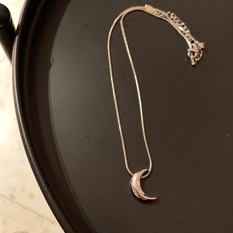 Pendant Necklace Classification Ig Style Moon Titanium Steel Polishing Pendant Necklace