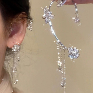 Super Fairy Flying Flower Dance Butterfly Tassel Ear Hanging High-grade Light Luxury Butterfly Elf Ear Clip Earrings Earrings Women's Earrings