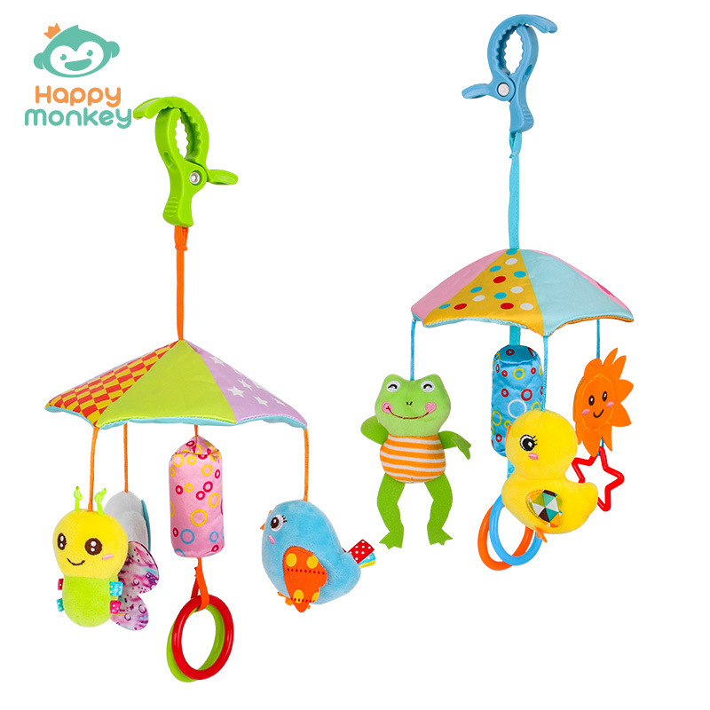 Happymonkey música del bebé cama giratoria colgante cochecito animal colgante 0-1 años sonajero cama campana de juguete