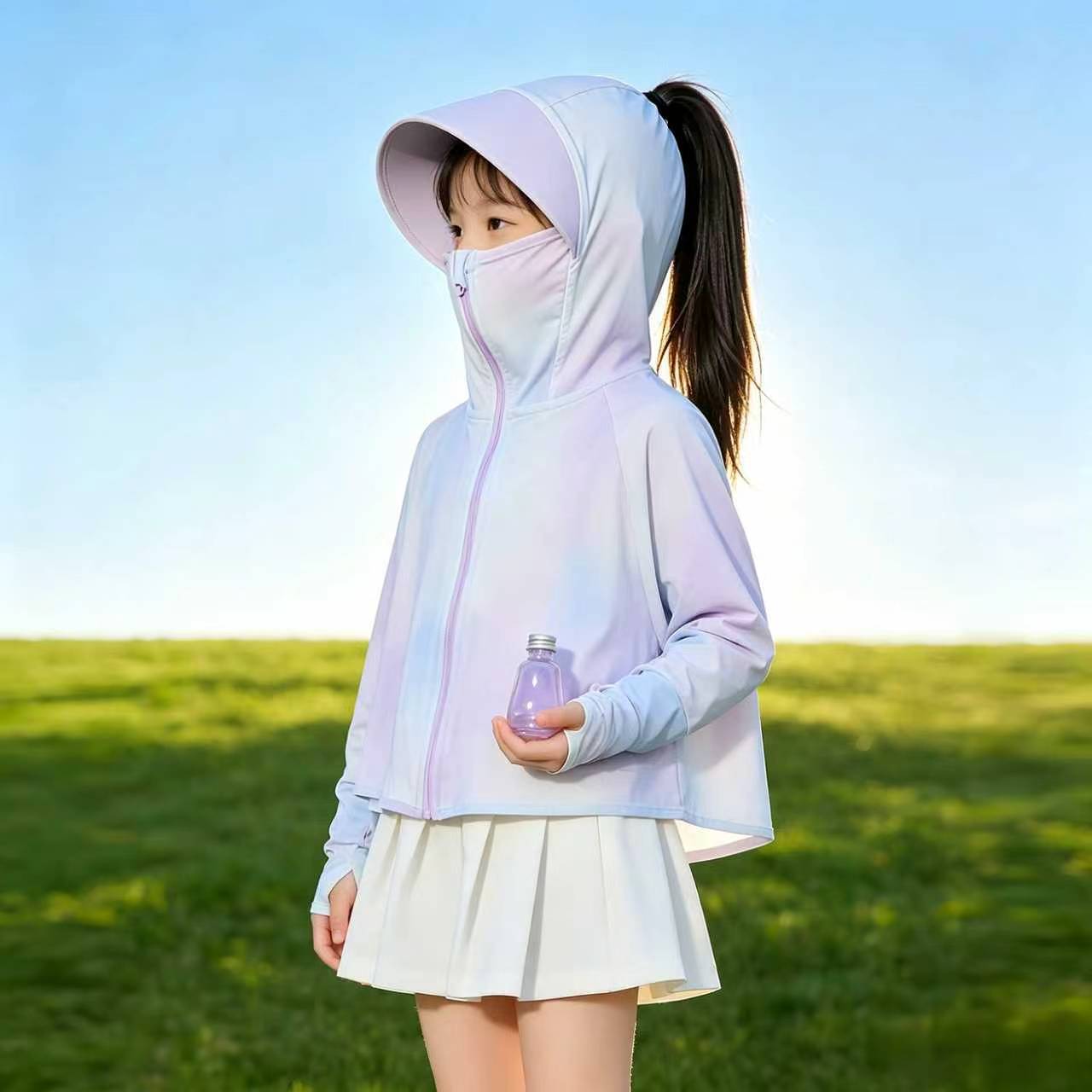 Summer Children's Sun Protection Clothing for Boys and Girls, Cool Cape Style with Large Brim, Anti-Uv, Breathable, Cool Sun Protection Clothing