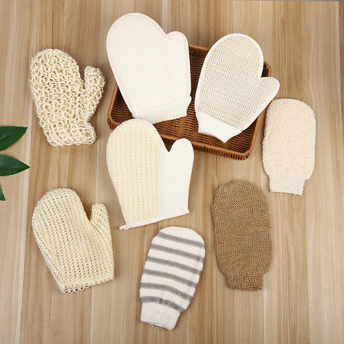 Cotton and linen gloves, all-hemp woven style, bulk bath gloves, exfoliating mud scrubbing bath gloves, full-wrap bathing gloves