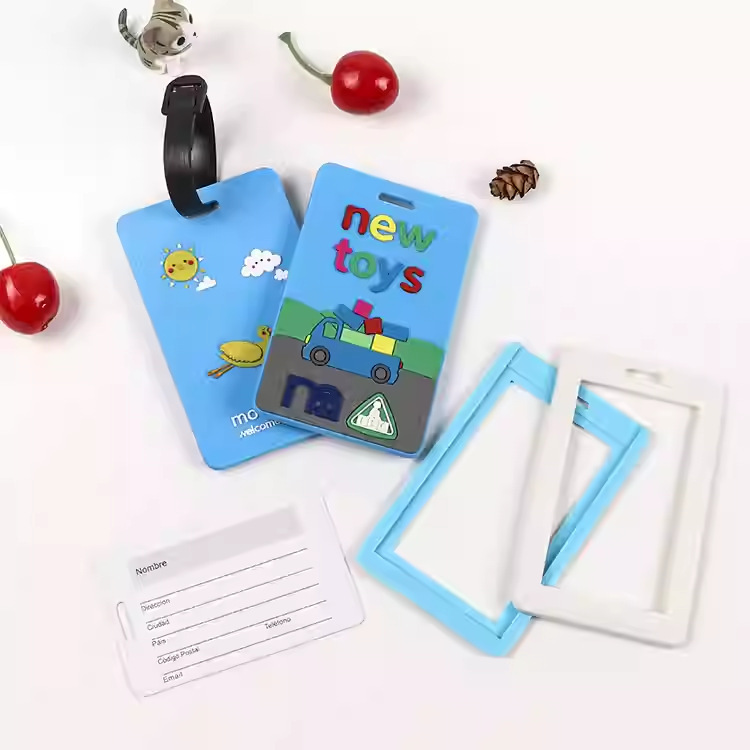 Pvc Soft Rubber Luggage Tag Silicone Creative Acrylic Anime Card Holder Airplane Label Travel Suitcase Tag DIY