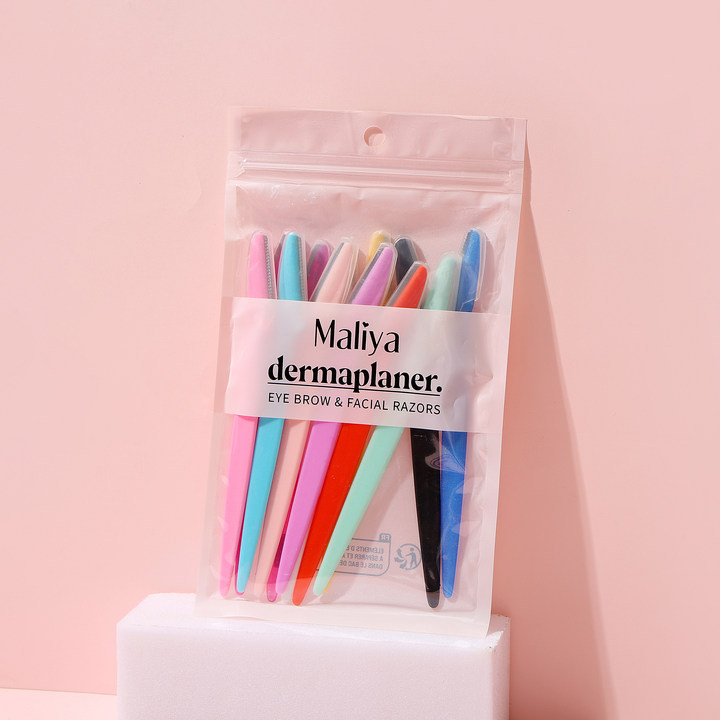 Cuchillo de cejas de mango largo, hoja de acero inoxidable, hoja de afeitado, cuchillo de cejas plegable pequeño y portátil para niñas, trabajador de belleza 12