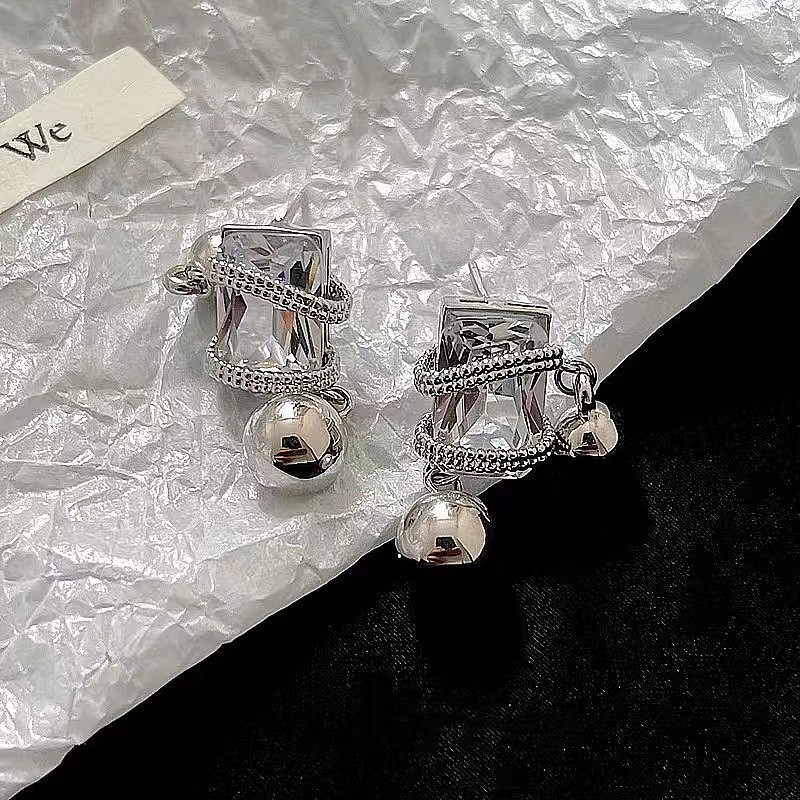 retro fashionable square earrings stainless steel