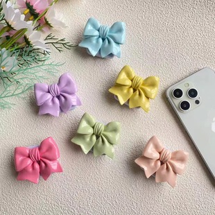 Solid Color Ins Style Three-Dimensional Bow Mobile Phone Case Mirror Back Sticker Airbag Bracket Telescopic Small Fresh Mobile Phone Bracket