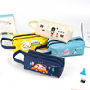 Cartoon double-layer pencil case with zipper, capacious handheld storage system for elementary school students, oxford cloth, wholesale