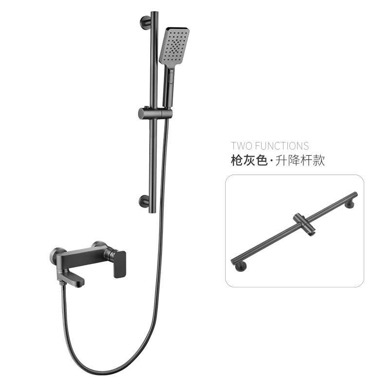 明装全銅銃灰色バスタブ蛇口壁掛け式冷熱ホテル家庭用シャワーシャワー蛇口zy1007|undefined