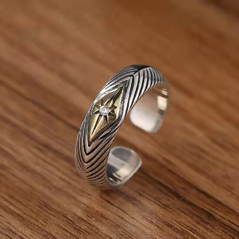 Anello da sole a righe vintage da uomo, gioielli semplici e di personalità in difficoltà per le donne, accessori ad anello di alta qualità e alla moda_voghion.com