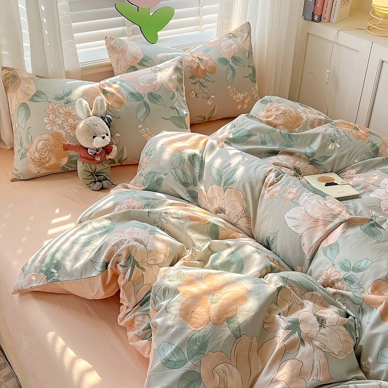 Ropa de cama de algodón americano de cuatro piezas Invierno 100 sábanas de algodón Funda de edredón Funda de edredón Juego de tres piezas 2025 Nuevo 4