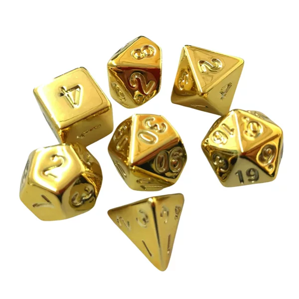 Factory Metal Polyhedral Dice Color Electroplated Dice Metal Color Gold Silver Frosted Surface DND Sieve Electroplated Dice