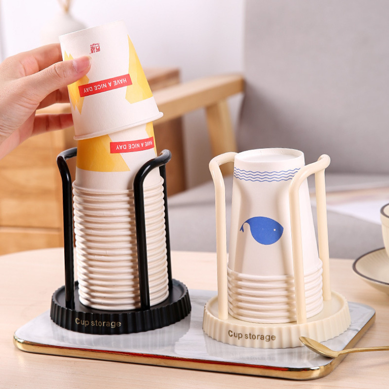 シンプルな紙コップホルダー家庭用使い捨てカップ収納棚多機能デスクトップコーヒーカップ収納棚カップ取り出し器|undefined