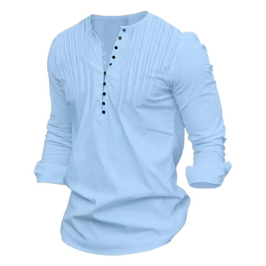 Nueva primavera en stock popular transfronteriza Amazon AliExpress hombres de negocios multi-botón casual Camisa de manga larga