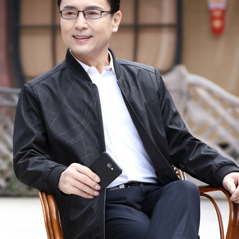 Autumn Dad Jacket for Middle-Aged and Elderly Men, Spring and Autumn Style, Thin Outerwear Jacket for Middle-Aged Men