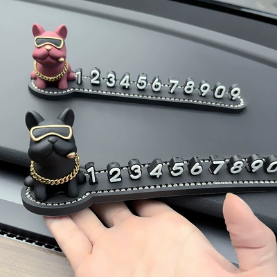 Pitbull Car Temporary Parking Number Plate Cute Female Moving Car Phone Plate Car Ornaments Decorative Supplies